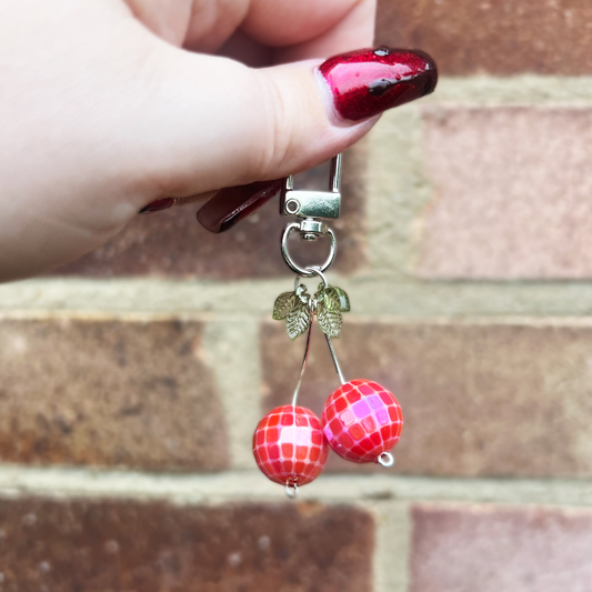 Disco Ball Cherries Keychain
