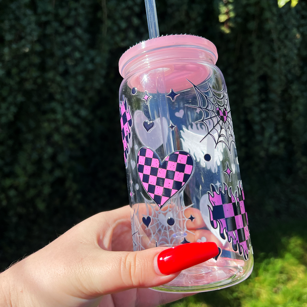 Spiderweb Rhinestone Can Glass