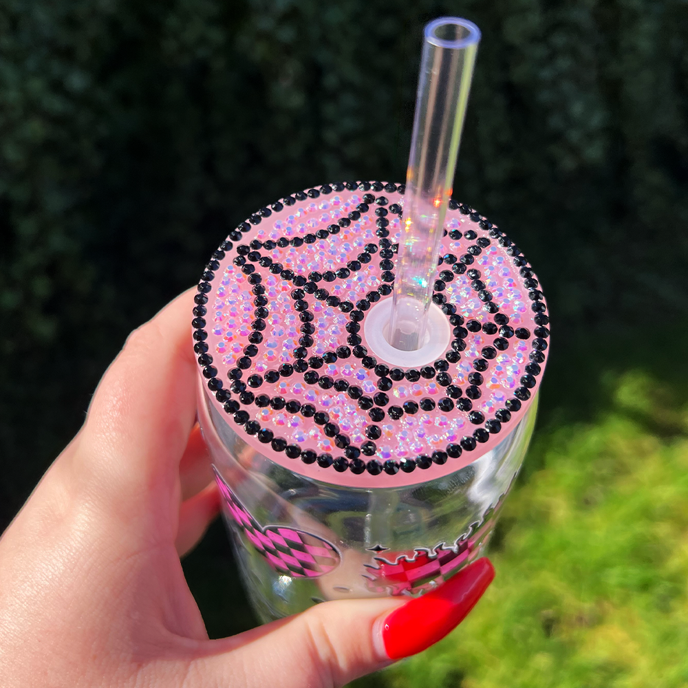 Spiderweb Rhinestone Can Glass