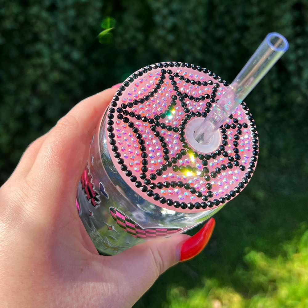 Spiderweb Rhinestone Can Glass