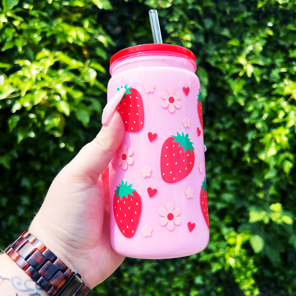Strawberry Milkshake Snowglobe Can Glass