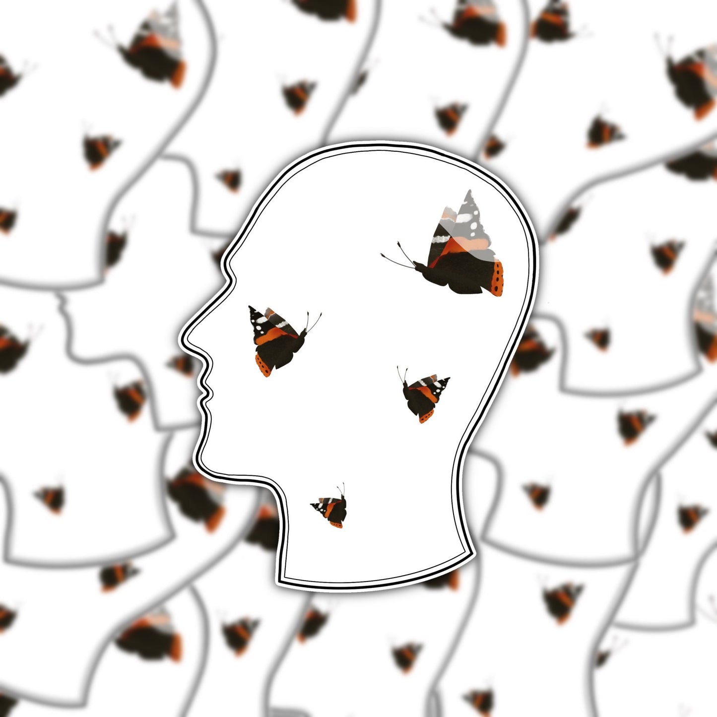 Transparent Flutter Brain Sticker With Backing