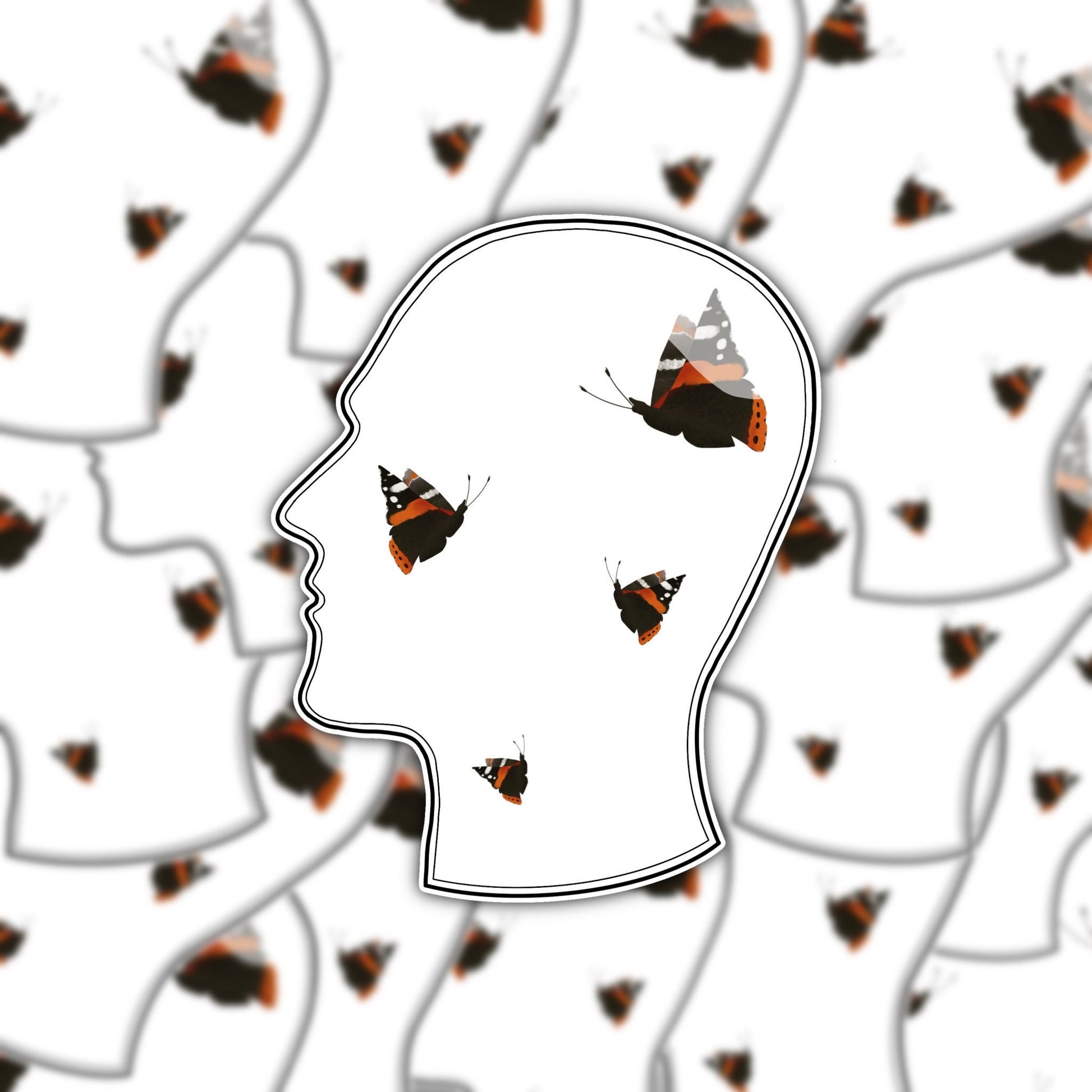 Transparent Flutter Brain Sticker With Backing