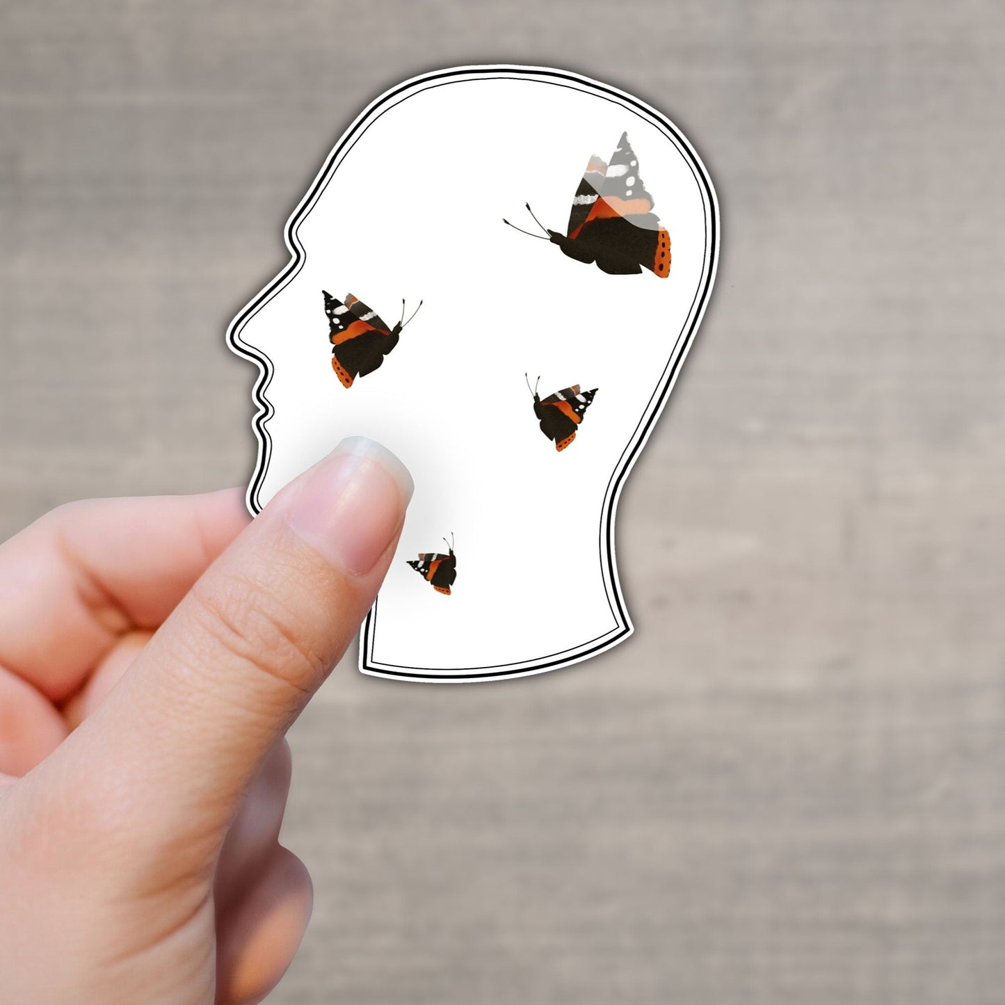 Transparent Flutter Brain Sticker With Backing