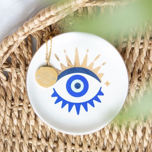 All Seeing Eye Trinket Dish and Necklace Gift Set