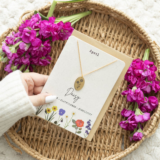 Birth Flower Necklace Greetings Card