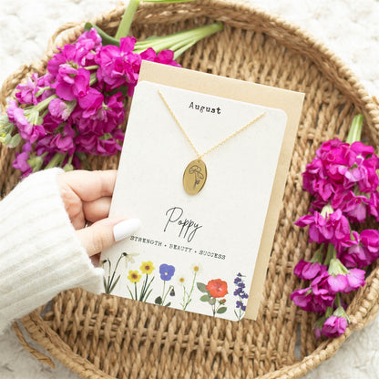 Birth Flower Necklace Greetings Card