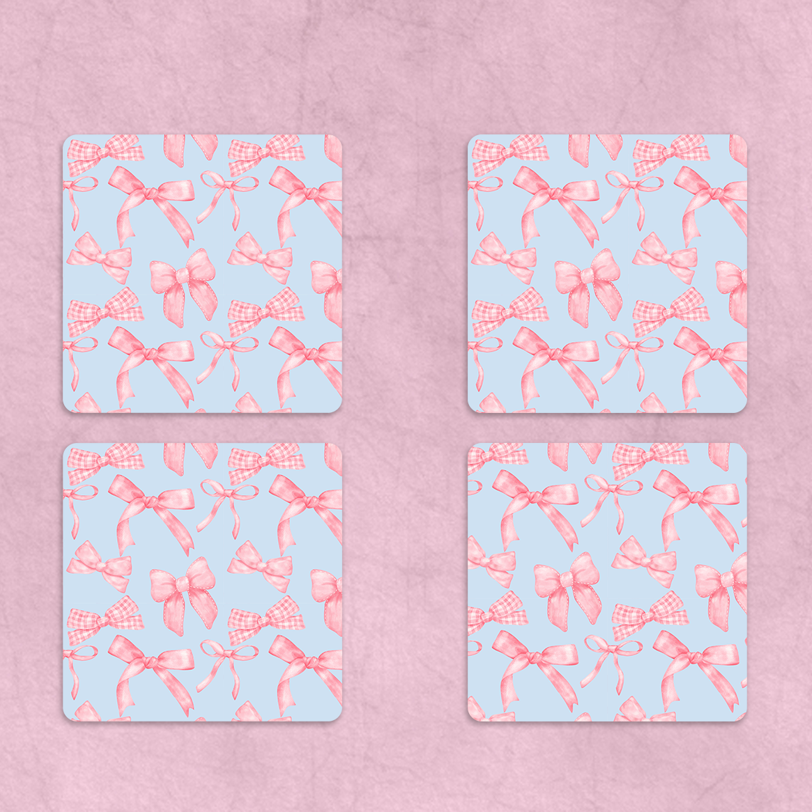 Blue & Pink Coquette Bows Coaster