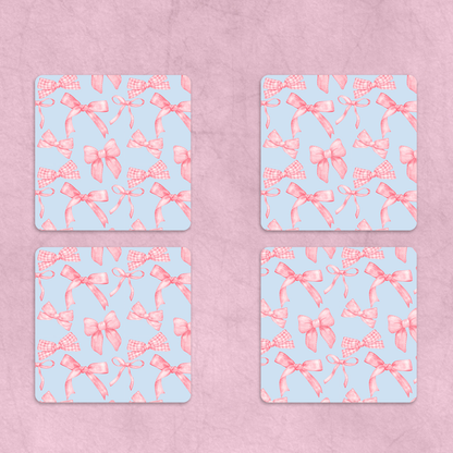 Blue & Pink Coquette Bows Coaster