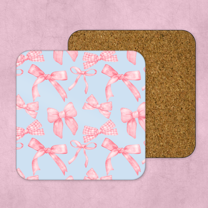 Blue & Pink Coquette Bows Coaster
