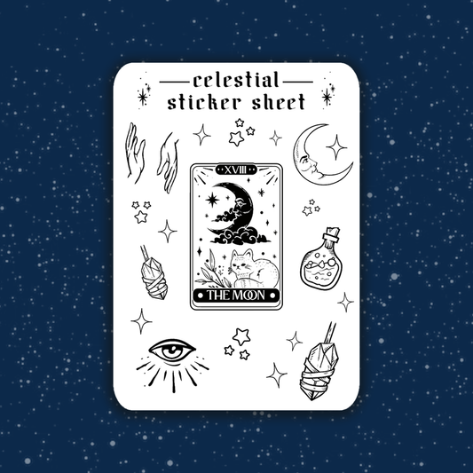 Celestial Tarot Card A5 Sticker Sheet