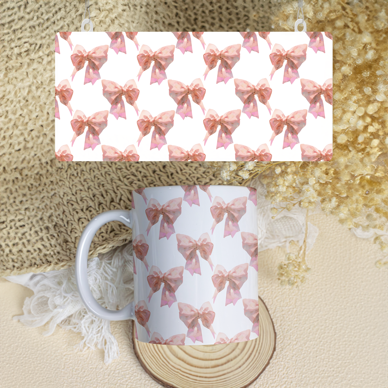 Watercolour Coquette Bow Pattern Mug