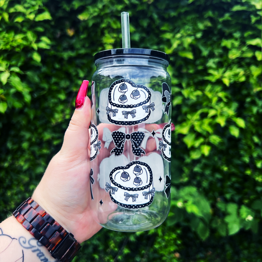 Coquette Vintage Cake & Bows Can Glass