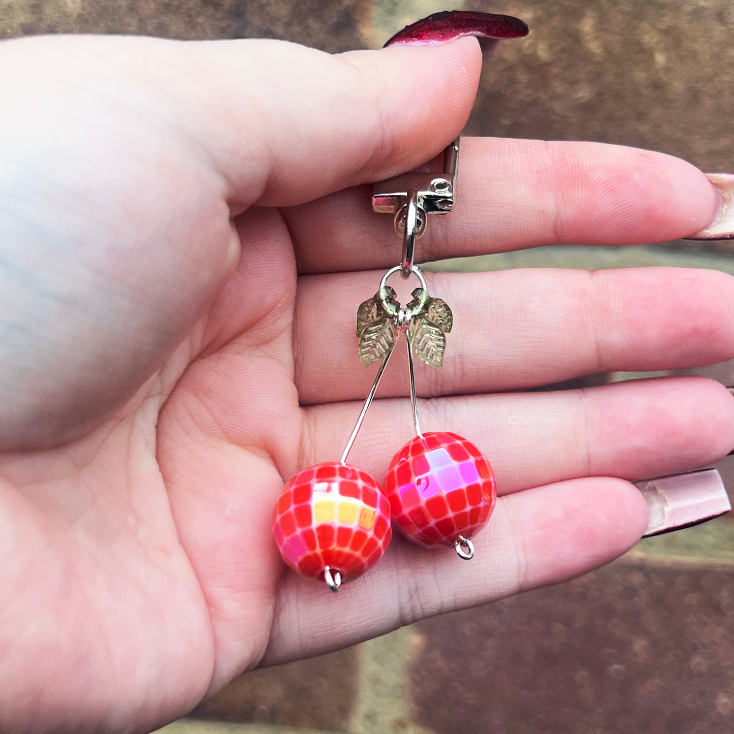 Disco Ball Cherries Keychain