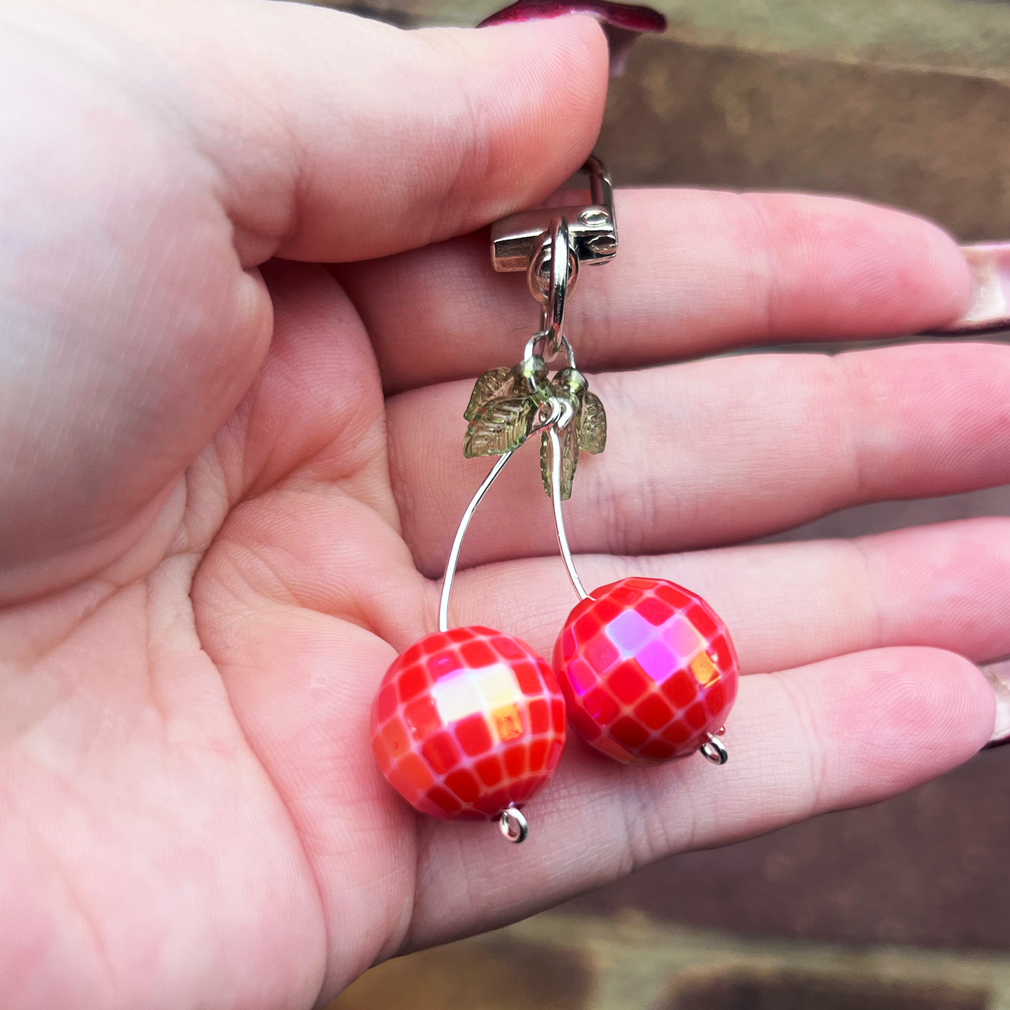 Disco Ball Cherries Keychain