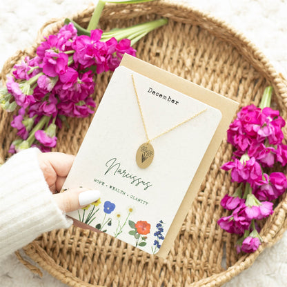 Birth Flower Necklace Greetings Card