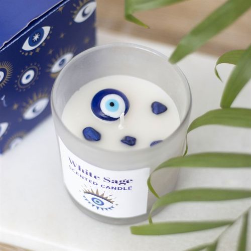 Evil Eye Scented Candle with Crystals