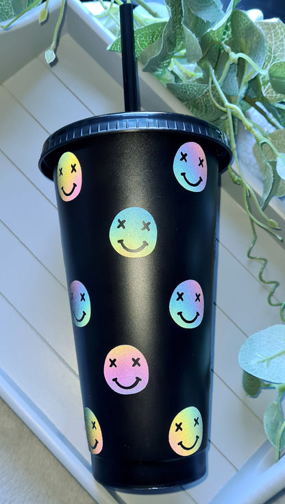 Reflective Smiley Face 24oz Tumbler