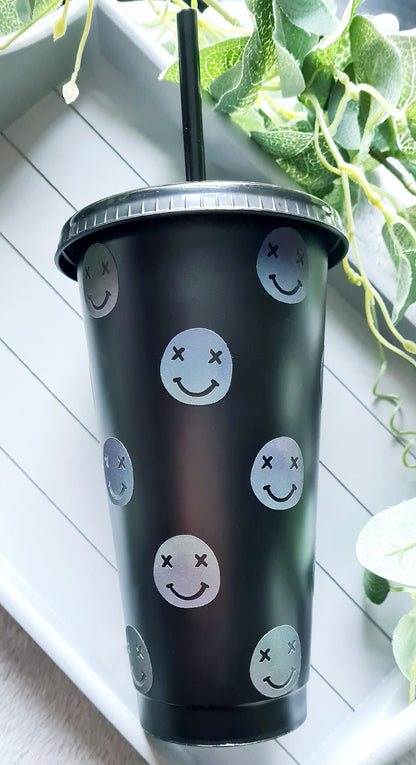 Reflective Smiley Face 24oz Tumbler