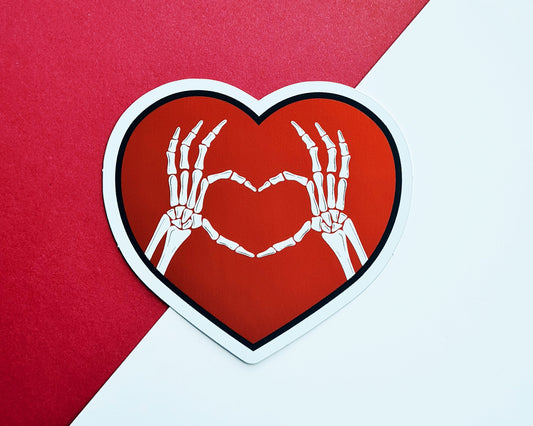 Metallic Skeleton Heart Sticker