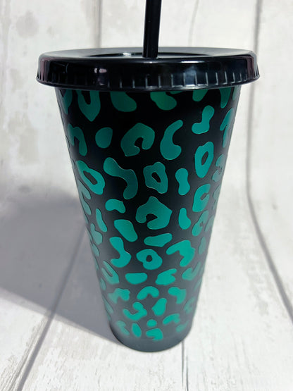 Green Leopard Print 24oz Tumbler