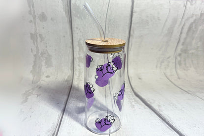 Purple Flower Libbey Can Glass