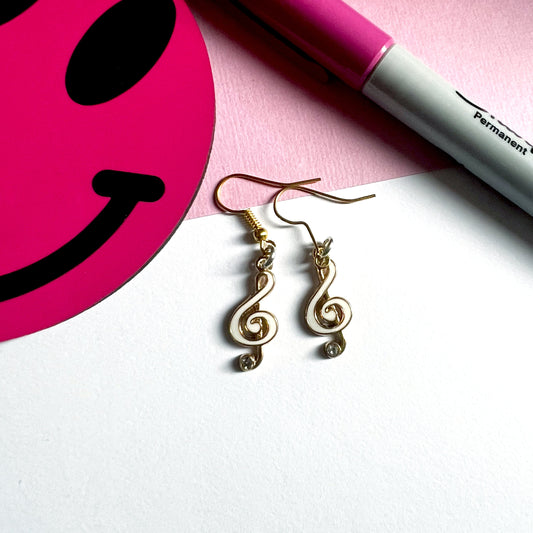 Treble Clef Dangle Earrings