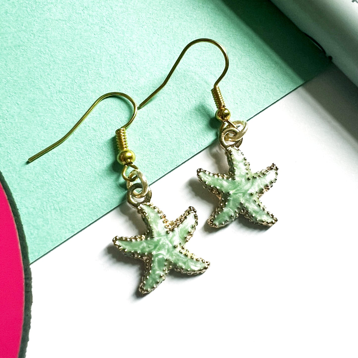 Green Starfish Earrings