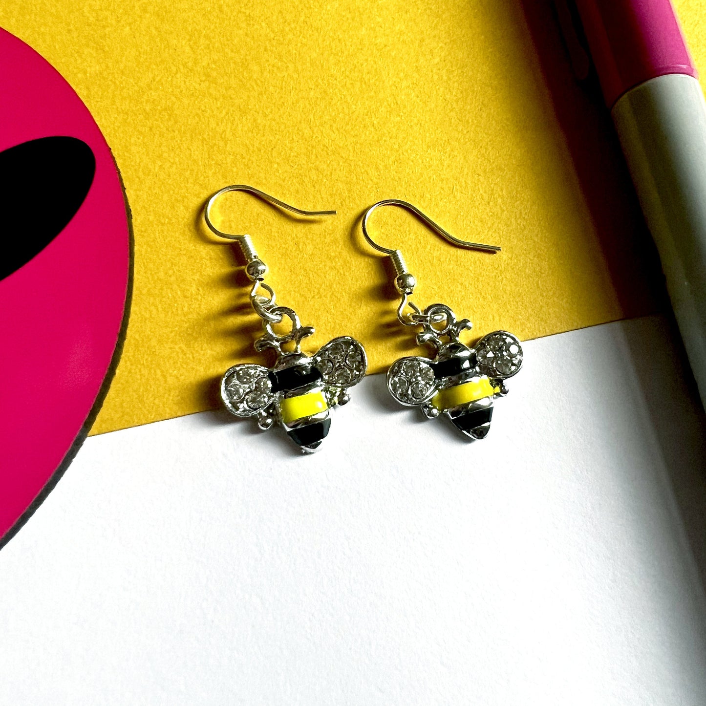 Bumble Bee Dangle Earrings