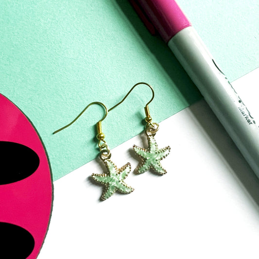 Green Starfish Earrings