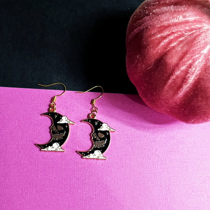 Death Moon Dangle Earrings