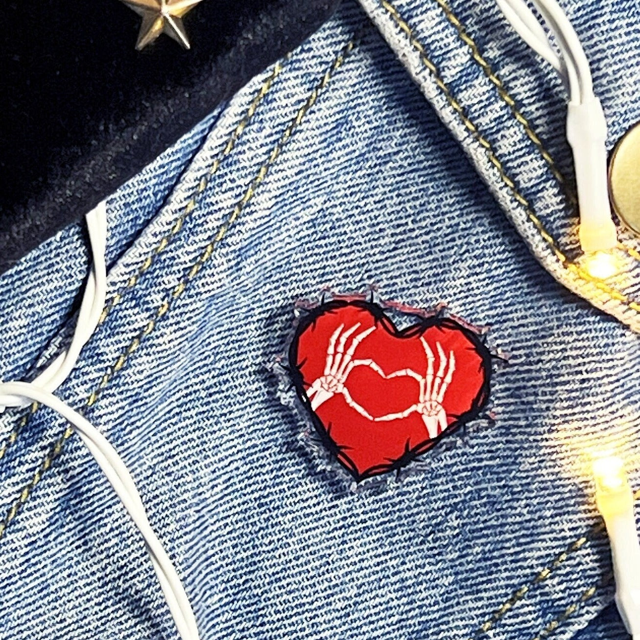 Skeleton Heart Acrylic Pin