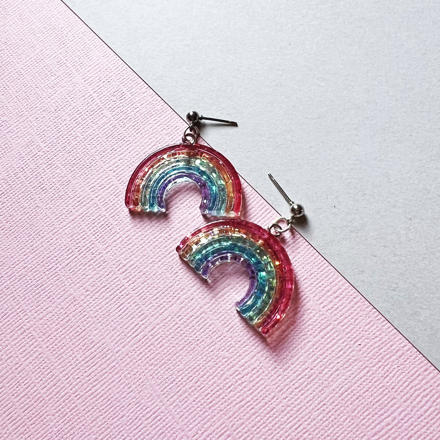 Rainbow Drop Stud Earrings