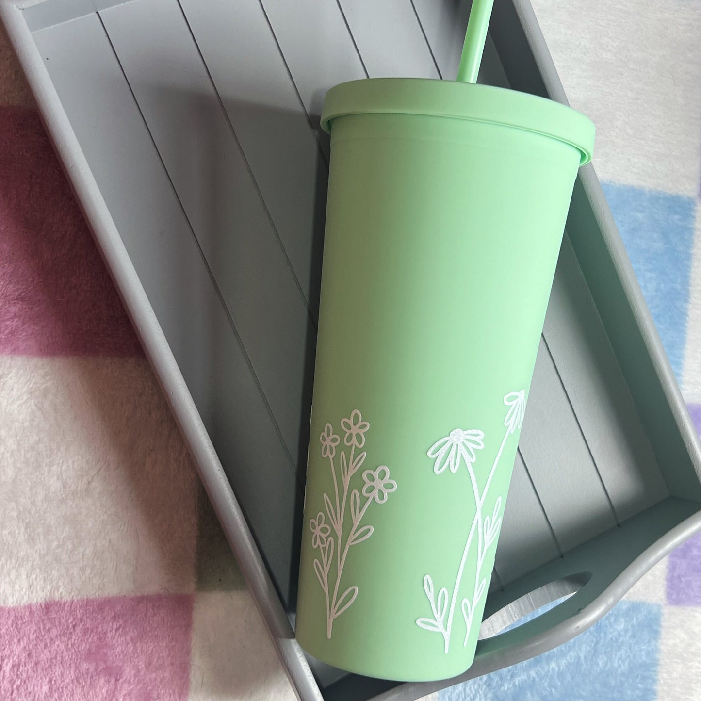 Green Wildflower 24oz Double-Walled Tumbler