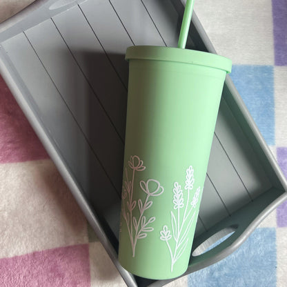 Green Wildflower 24oz Double-Walled Tumbler