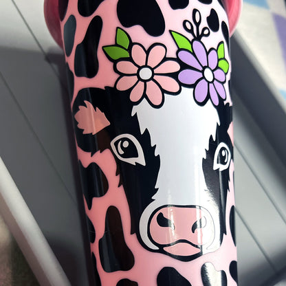 Pink Cow Portrait 24oz Tumbler