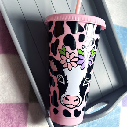 Pink Cow Portrait 24oz Tumbler