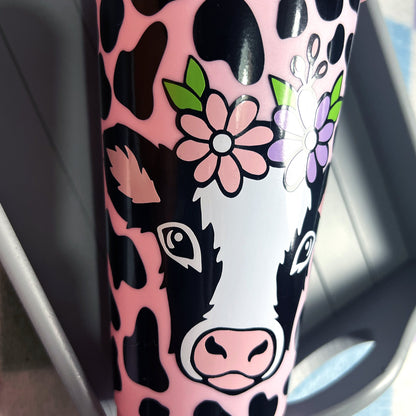 Pink Cow Portrait 24oz Tumbler