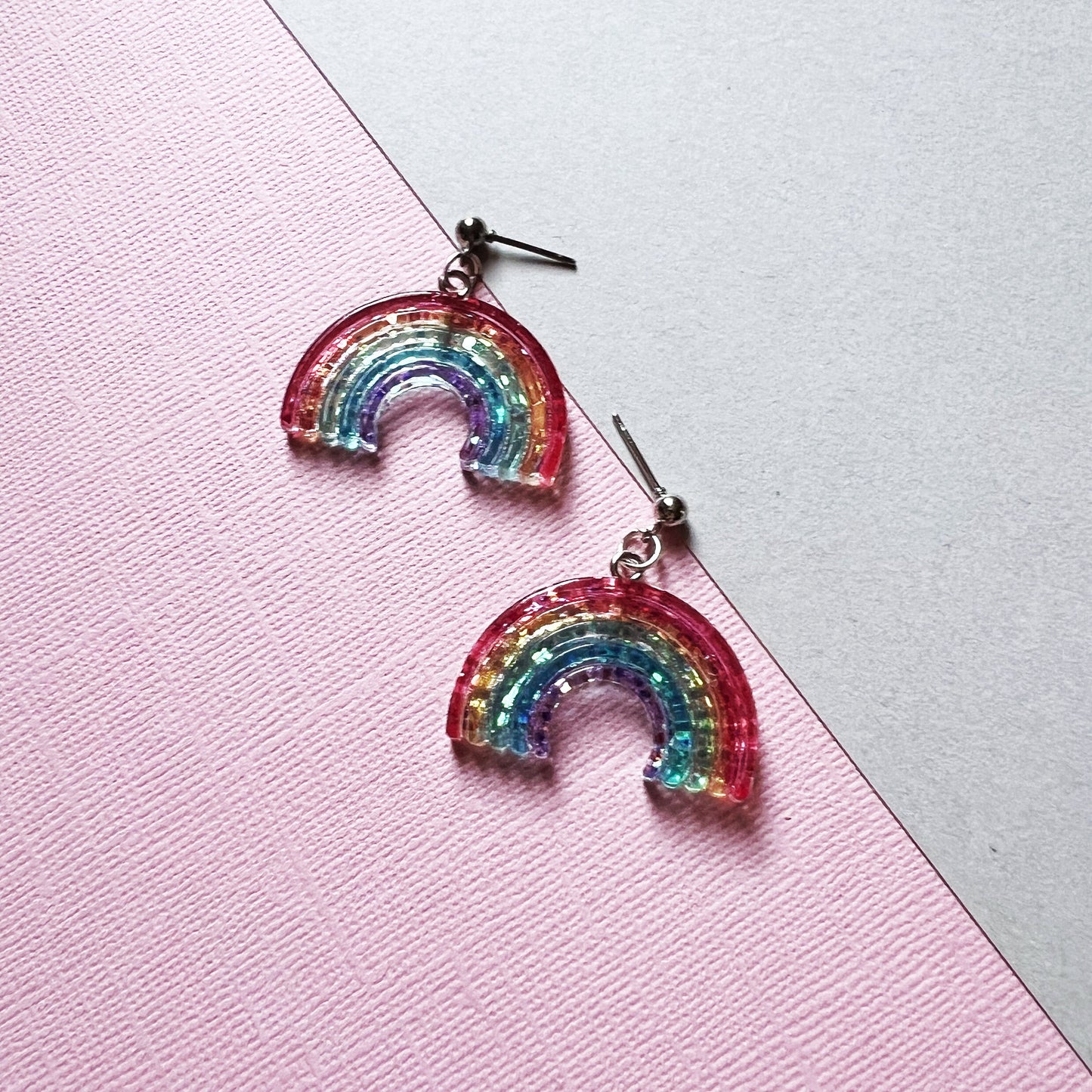 Rainbow Drop Stud Earrings