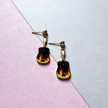 Guitar Drop Stud Earrings