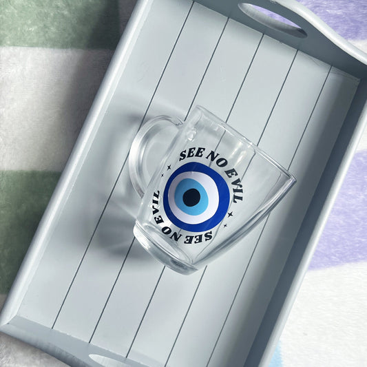 Blue Evil Eye Glass Mug