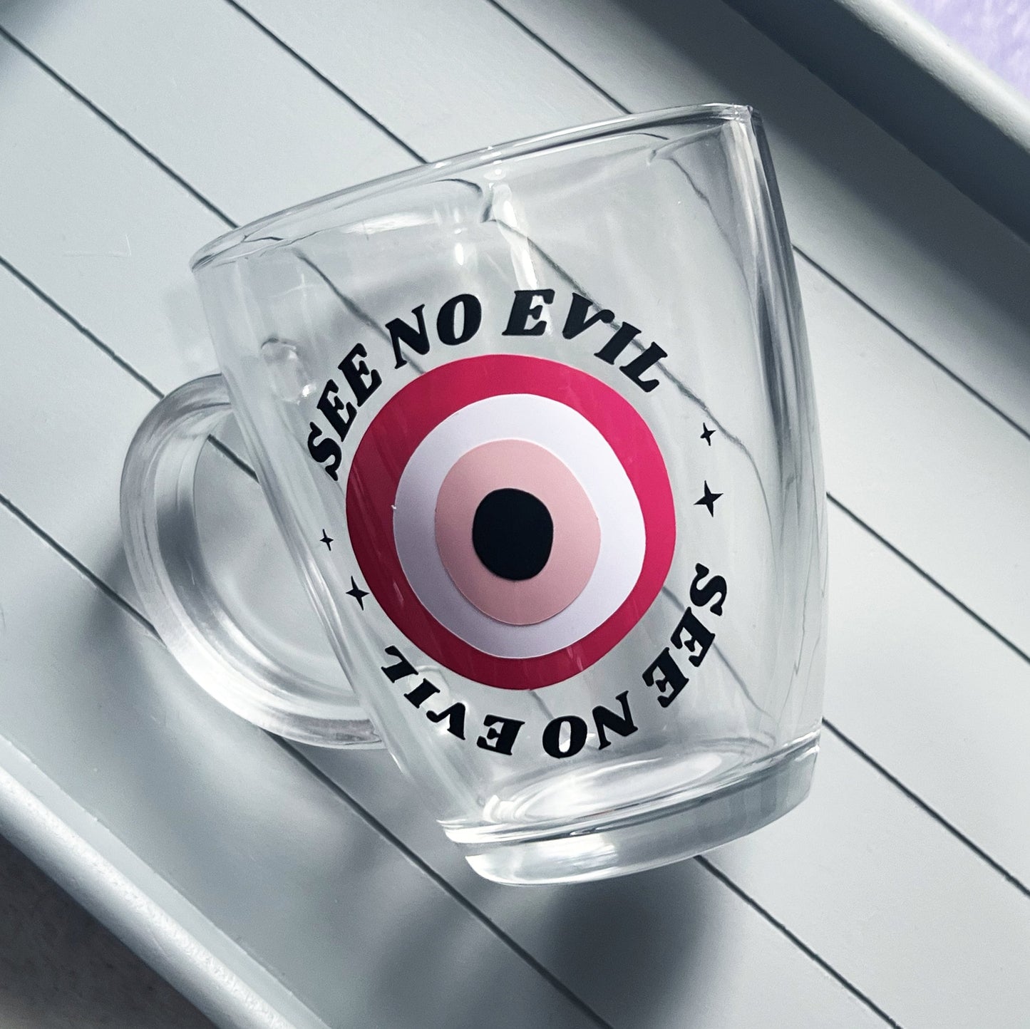 Pink Evil Eye Glass Mug