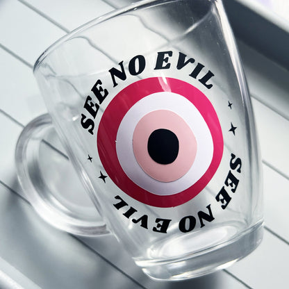 Pink Evil Eye Glass Mug