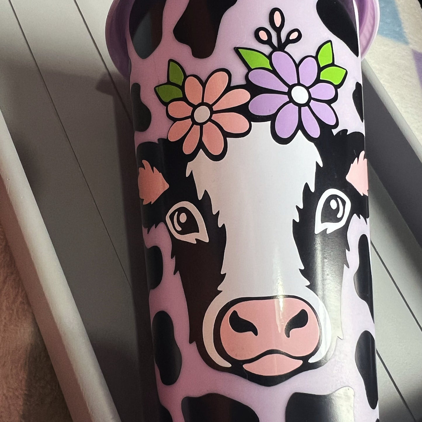 Purple Cow Portrait 24oz Double-Walled Tumbler