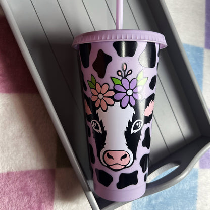 Purple Cow Portrait 24oz Double-Walled Tumbler