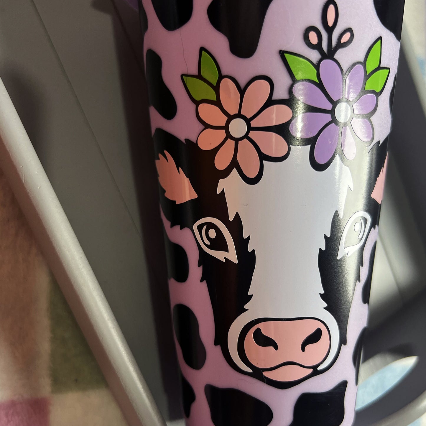 Purple Cow Portrait 24oz Double-Walled Tumbler