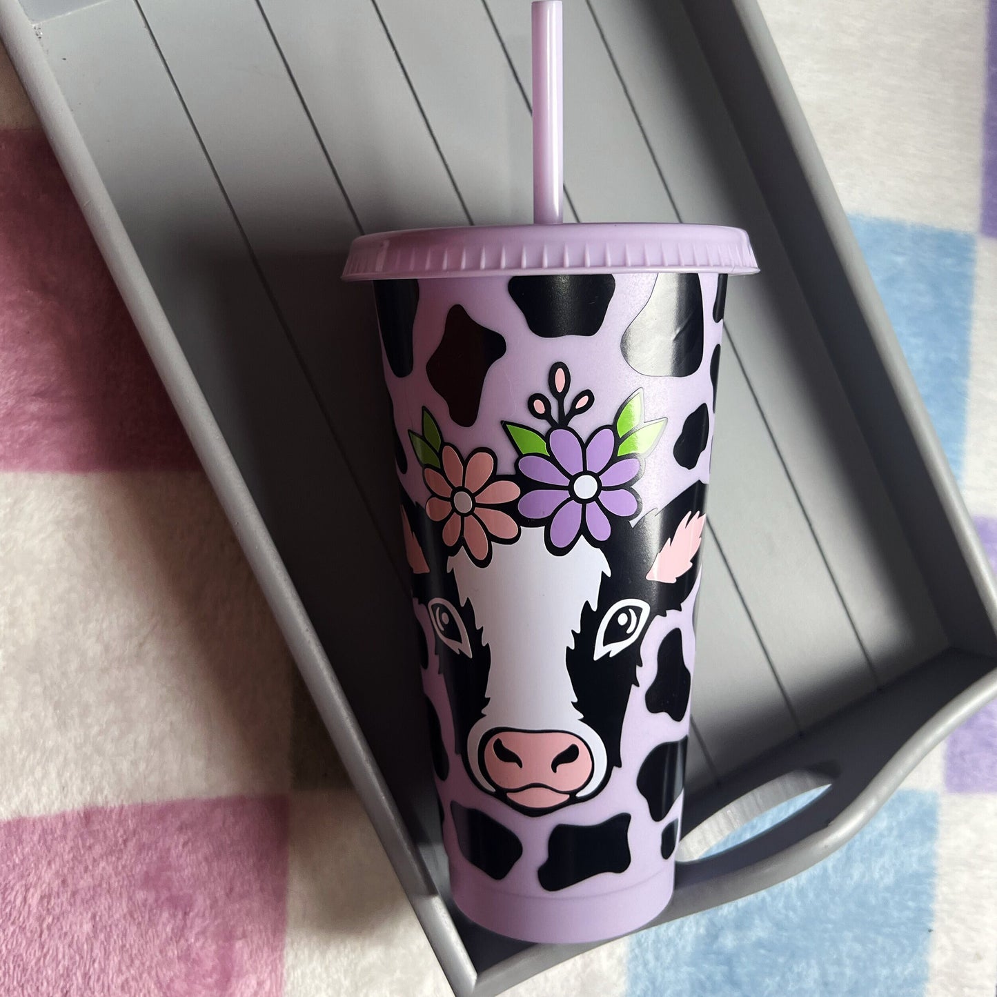 Purple Cow Portrait 24oz Double-Walled Tumbler