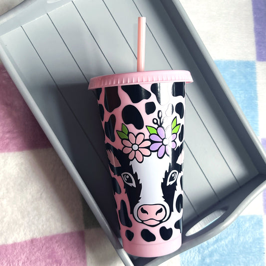 Pink Cow Portrait 24oz Tumbler