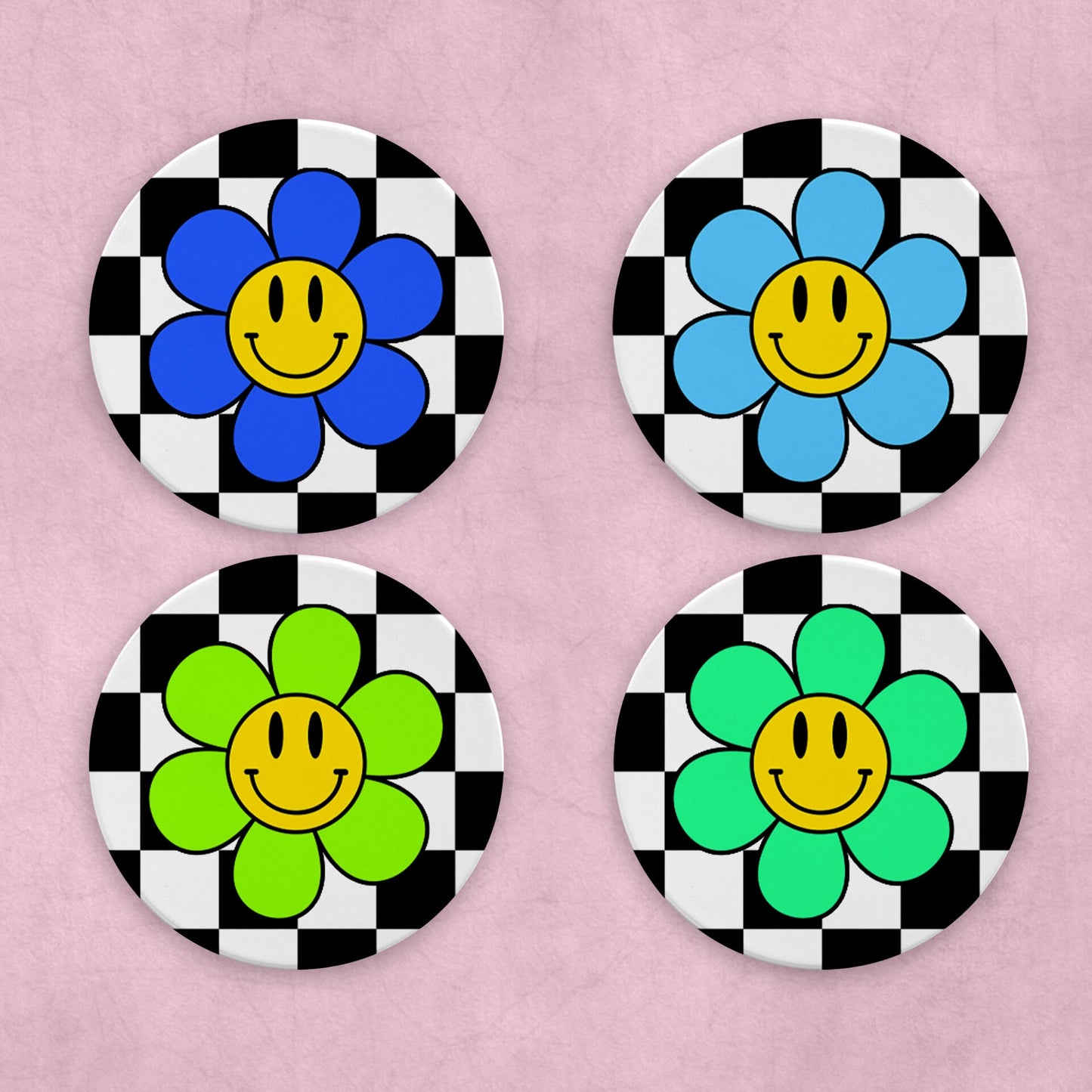 Checkerboard Flower Coaster