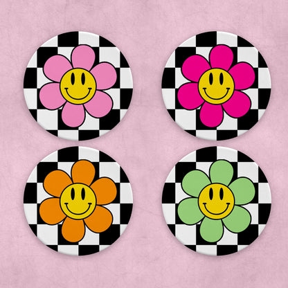 Checkerboard Flower Coaster